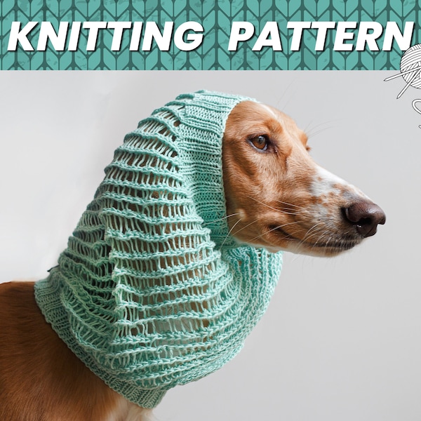 Lace dog snood knitting pattern | Easy knit snood for dogs | Written knitting instruction | All sizes included