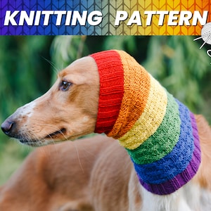 Rainbow dog snood knitting pattern / LGBT+ snood for dog / Written and chart knitting instructions / All sizes included