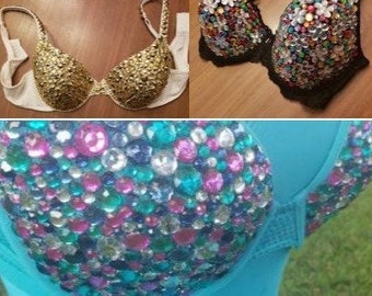 CUSTOM Rhinestone Rave Bra