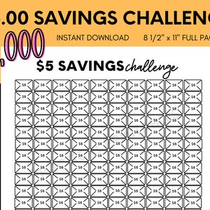 5.00 Savings Challenge | Savings Challenge | Envelope Challenge | Money Challenge | Saving Challenge | Cash Envelopes | Cash Envelope