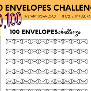 100 Envelope Challenge | Savings Challenge | Envelope Challenge | Money Challenge | Saving Challenge | Cash Envelopes | Cash Envelope