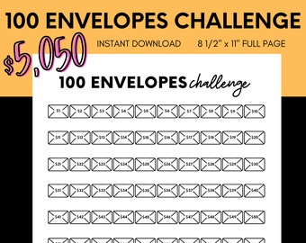 100 Envelope Challenge | Savings Challenge | Envelope Challenge | Money Challenge | Saving Challenge | Cash Envelopes | Cash Envelope |