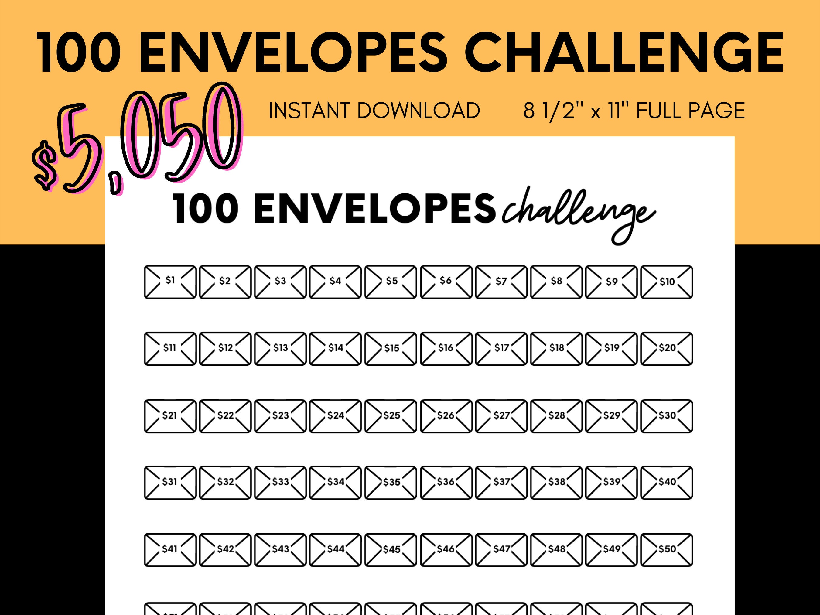 100 Envelope Challenge | Savings Challenge | Envelope Challenge | Money ...