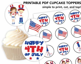 Fourth of July Cupcake Topper / Treat Topper /Fourth of July Cupcakes / Printable Cupcake Topper / Printable Fourth Cupcake Topper