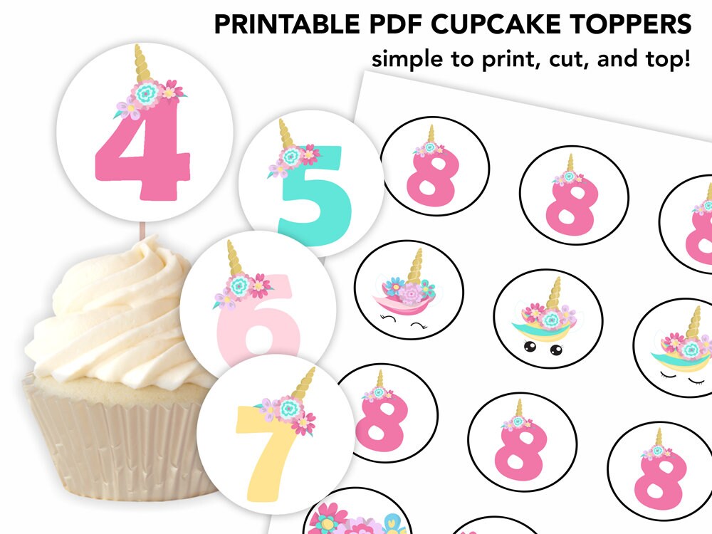 unicorn ages cupcake topper treat topper unicorn cupcakes etsy