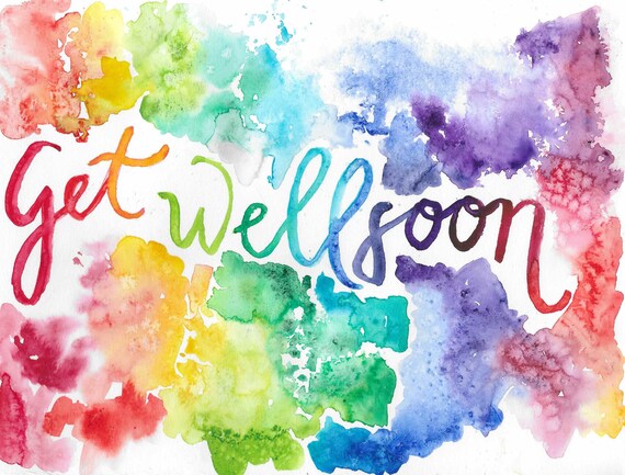 Get Well Soon Watercolor Rainbow Cards - Etsy