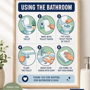 Dementie badkamer routine bord | Visuele hulpposter | Geheugenzorg | Ouderenzorg | NDIS | Afdrukbaar
