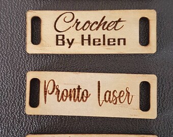 Custom RECTANGLE  Birch PlyWood Knitting Crochet Handmade clothing tags. Wooden knitting tags, wooden crochet tags.