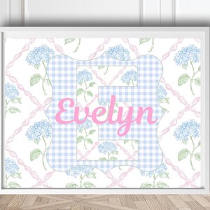 Custom Monogram Love Shack Fancy Wall Art /Girly Dorm Print/ Personalized Name Print/ coquette Floral Monogram Pink/nursery decor/baby gift