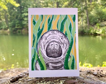 Manatee Notecard | Blank Notecard | Hand drawn design | Manatee Design | Personalize | Customize | Nature Theme | Any occasion Card |