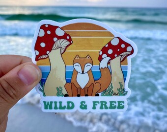 Wild + Free Sticker | Wild + Free | Quote Sticker | Vinyl Sticker | Waterproof Sticker Weatherproof Sticker | Fox Sticker | Beach Sticker |