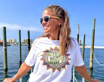 Good Vibes Tee | Graphic Tee | Unisex T-Shirt | Cotton Tee | Bella+Canvas Tee | Hand Drawn Graphic | Original Design | Coastal Style |