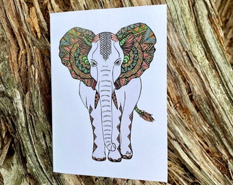 Elephant Notecard | Elephant Card | Hand Drawn Notecard | Hand Drawn Card | Blank Card | Any Occasion  Card | Elephant Design |