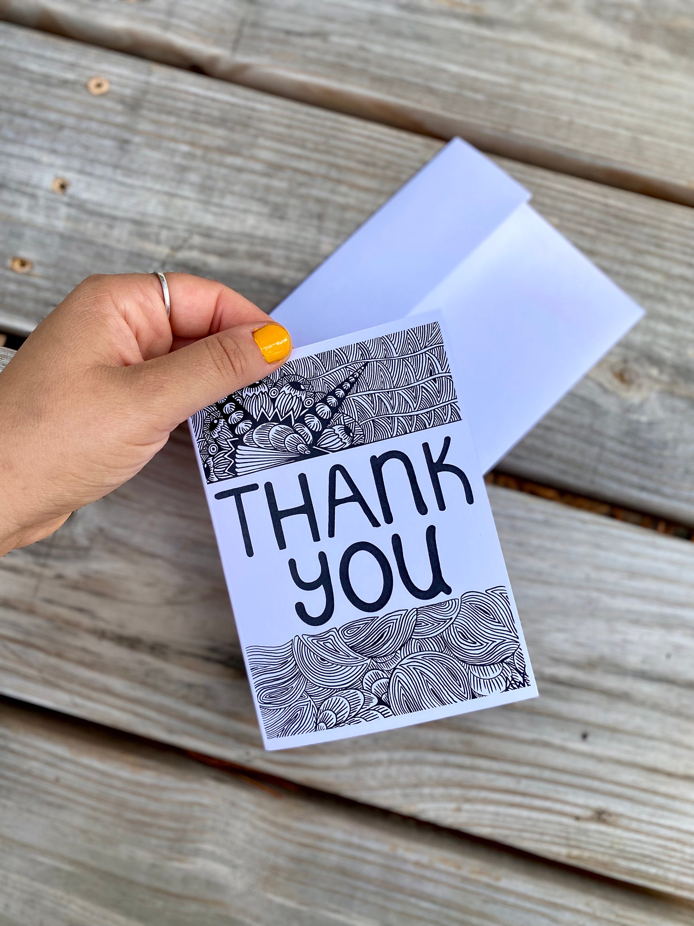 Thank You Notecard | Thank You Card | Hand Drawn Design | Zendoodle Art ...