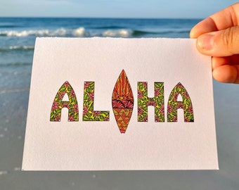 Aloha Note Card | Aloha Card | Blank Card | Aloha Design | Blank Notecard | Beach Theme | Original Design