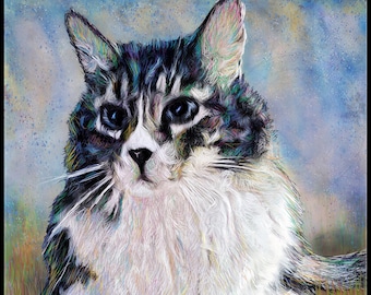 Custom Cat Pet Portrait on Archival Paper - Artwork From Client Photo - 11x14 inches