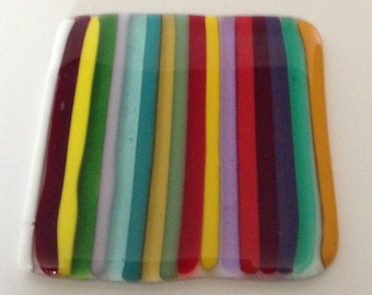 Fused glass set of 4 coasters or tiles