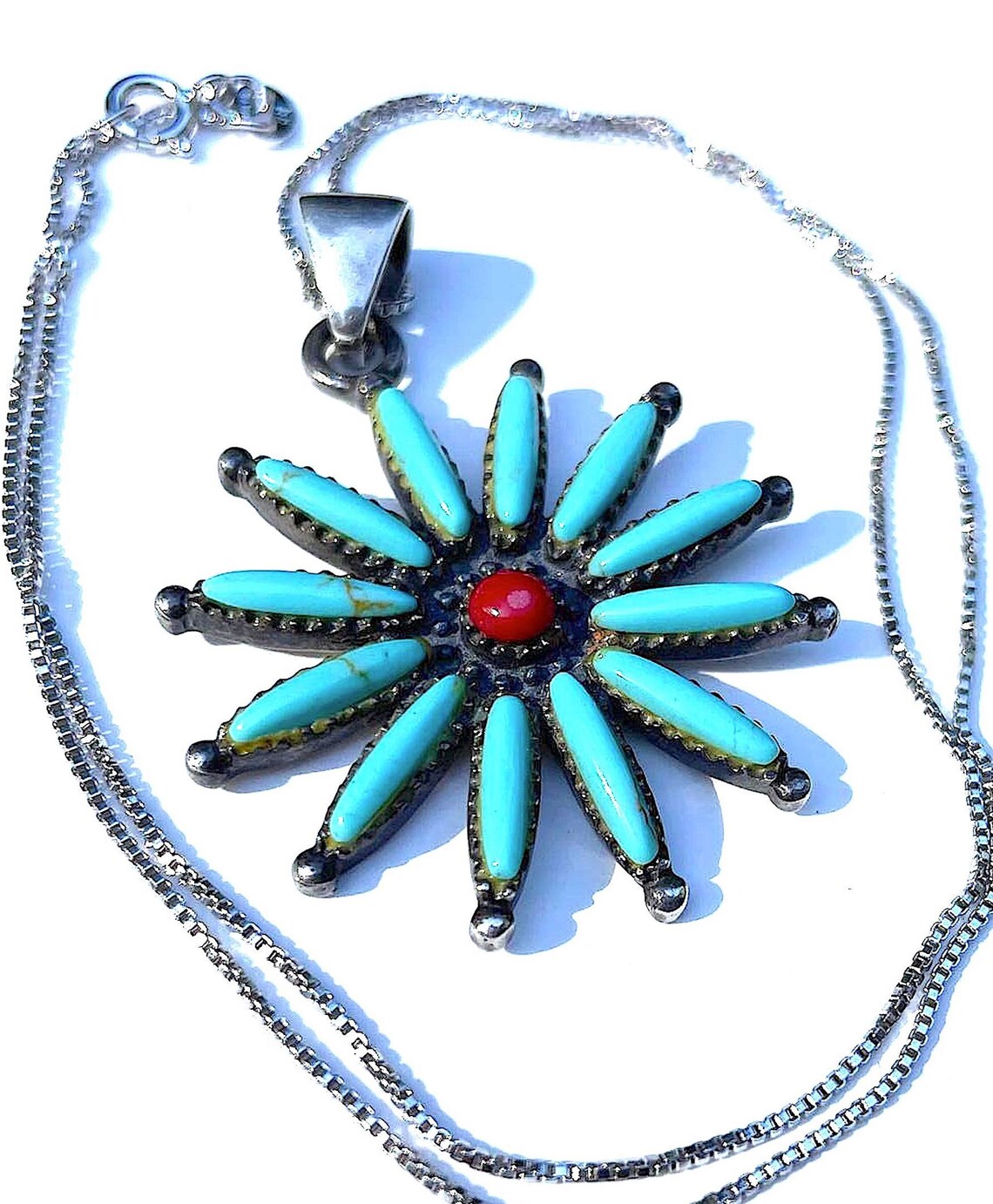 Vintage Needlepoint Turquoise Sterling Coral Southwest Style Etsy