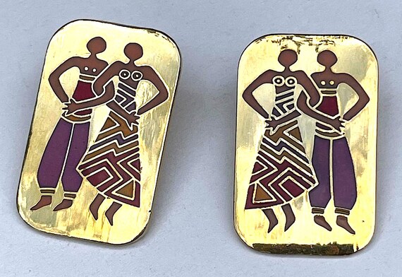 Laurel Burch "DANCERS" Large Stud Earrings ~ Gold… - image 7