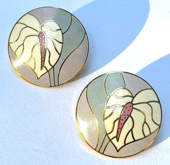 Laurel Burch Round Stud Earrings 'Antherium' (Ant… - image 7