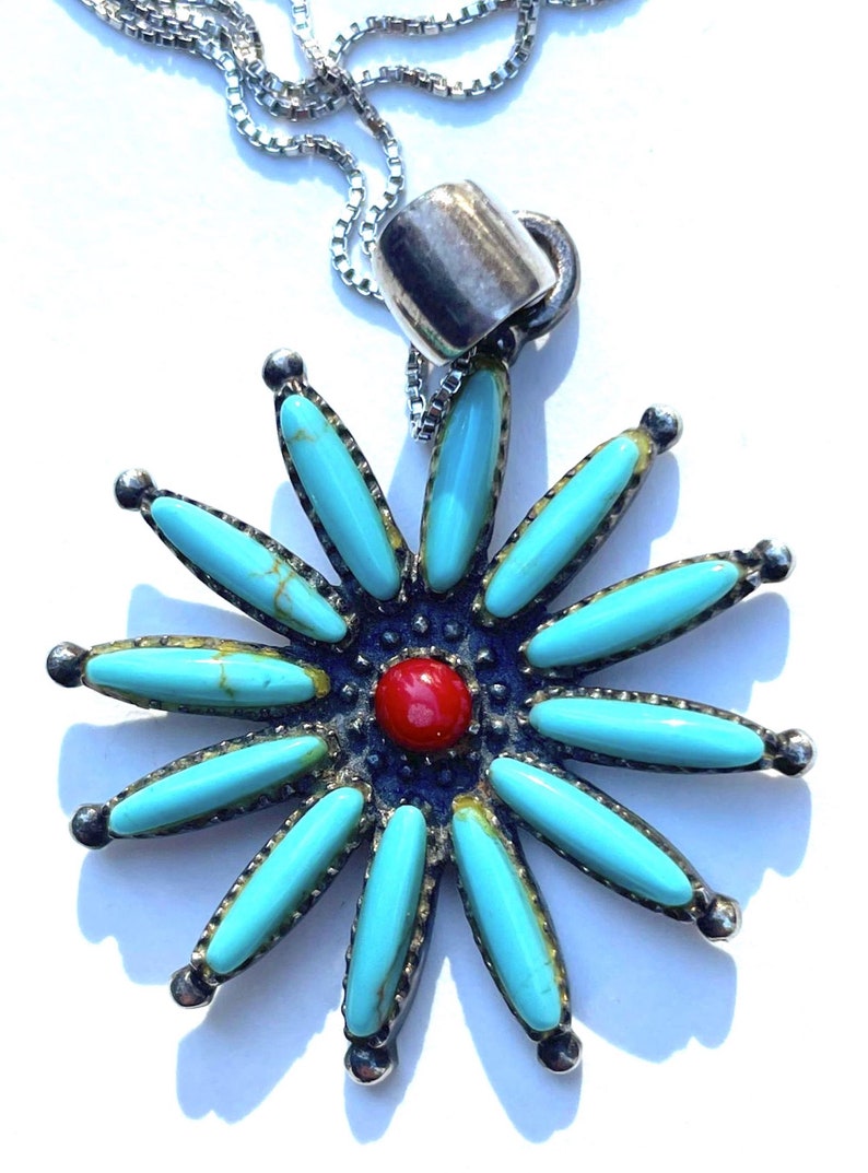 Vintage Needlepoint Turquoise Sterling Coral Southwest Style Etsy