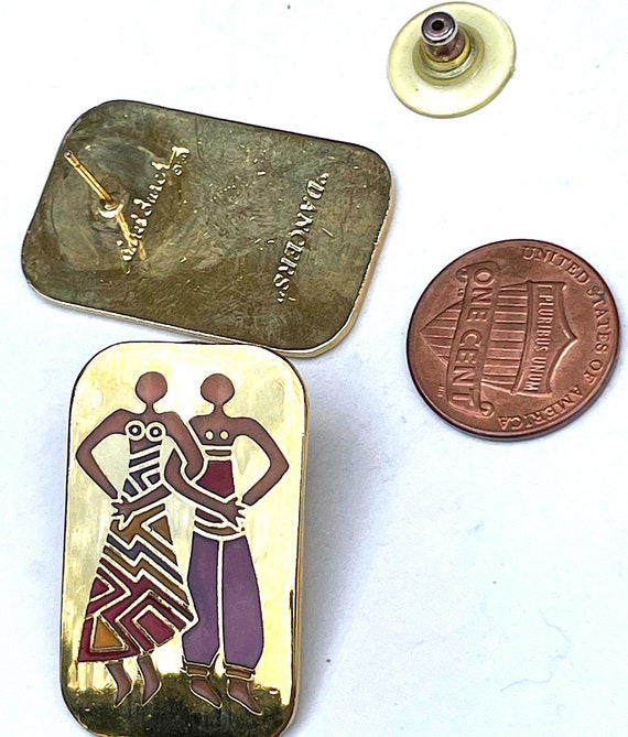 Laurel Burch "DANCERS" Large Stud Earrings ~ Gold… - image 2