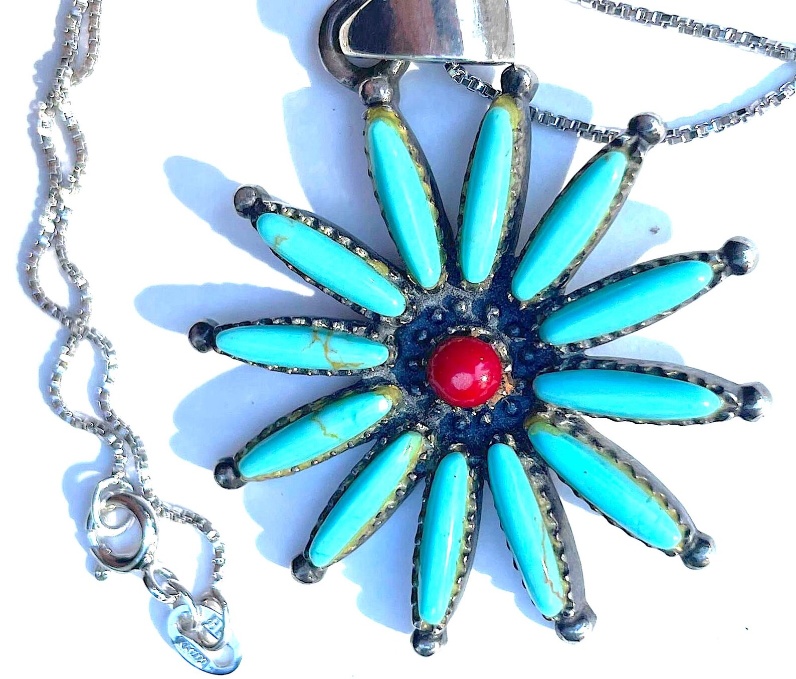 Vintage Needlepoint Turquoise Sterling Coral Southwest Style Etsy