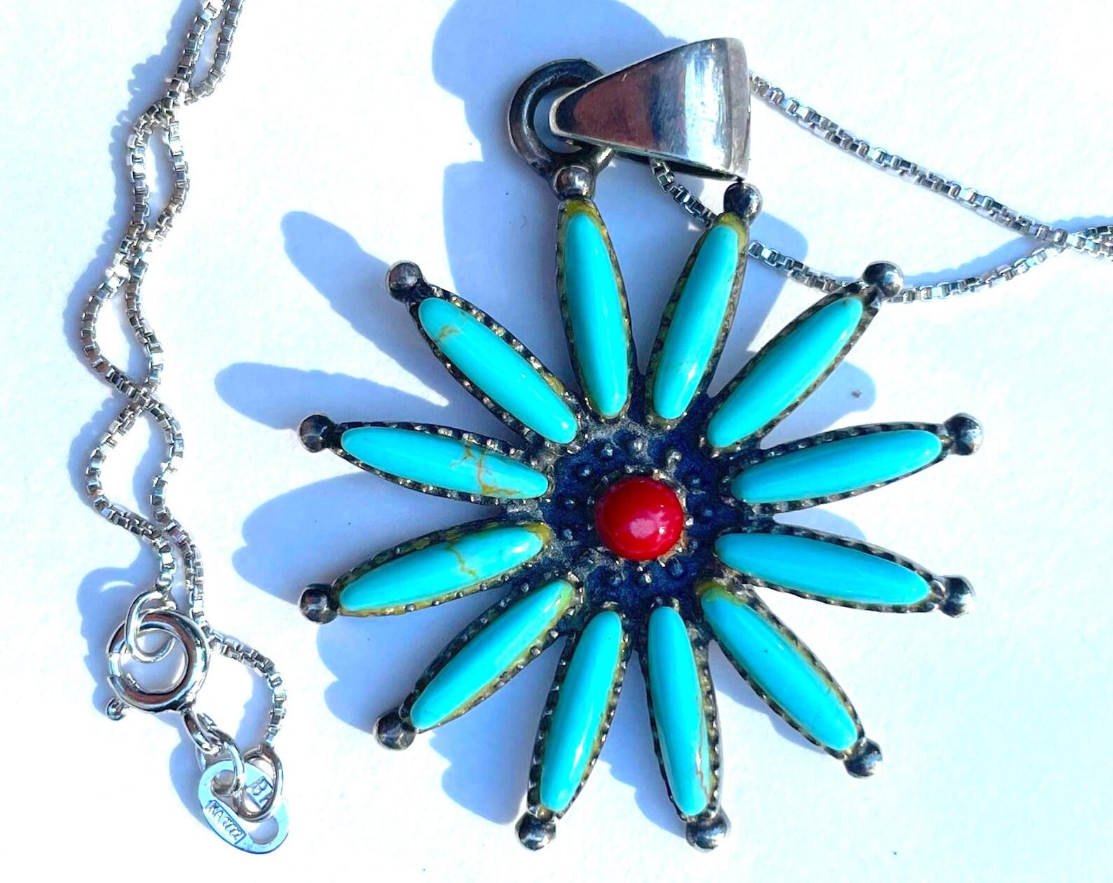 Vintage Needlepoint Turquoise Sterling Coral Southwest Style Etsy