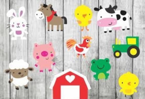 Barnyard Animals And Tractor And Barn Svg And Pdf Etsy