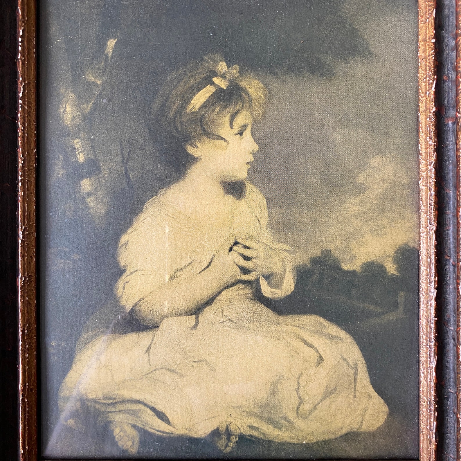 Antique Vintage Framed Art Deco Young Girl Print Etsy