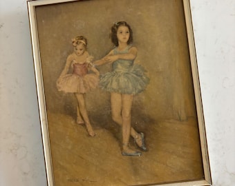 Vintage Mid-Century Framed Print of "Deux Jeunes Ballerines" by Paul Fried