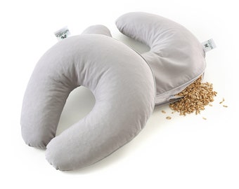 Neck Pillow Spelt Husk es un compañero perfecto para la almohada de viaje, uso como cojín de apoyo en forma de U, Conchas de espelta Bio, Funda de almohada 100% algodón