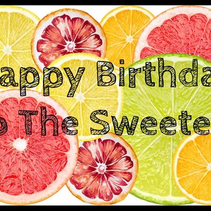 Citrus Birthday Printable Card- UNLIMITED PRINTABLE DOWNLOAD