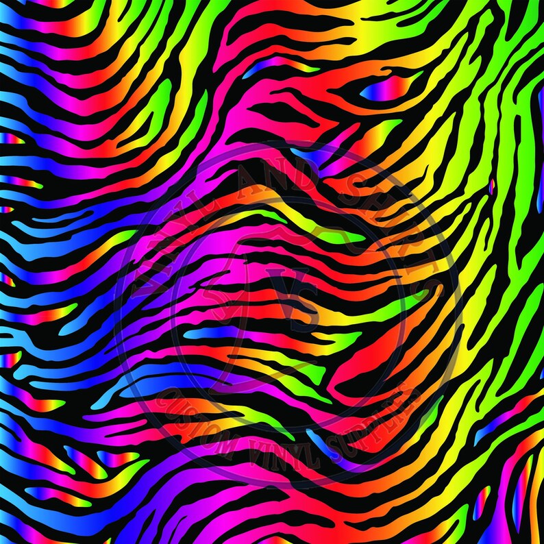 Rainbow Zebra Patterned Vinyl / Printed 651 Vinyl / Printed Etsy