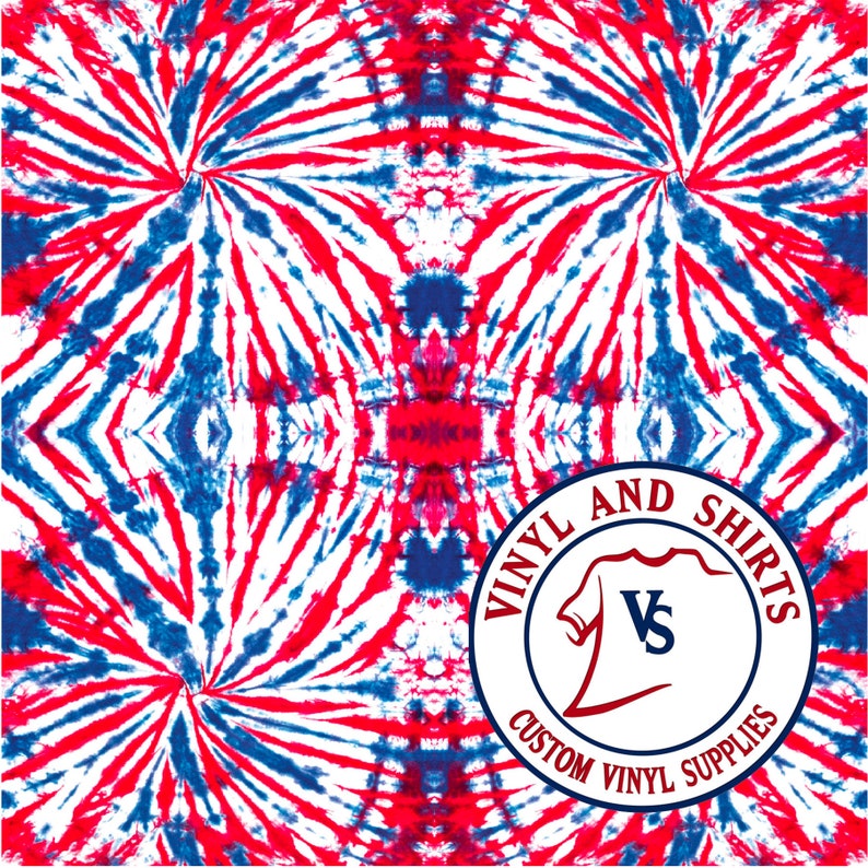 Red White and Blue Tiled Tie Dye VInyl Pattern /Printed ...