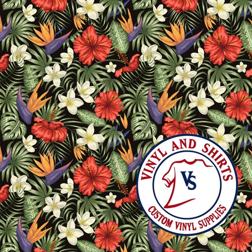 Tropical Flower Pattern HTV Vinyl/ 651 Adhesive Vinyl/ Printed Etsy