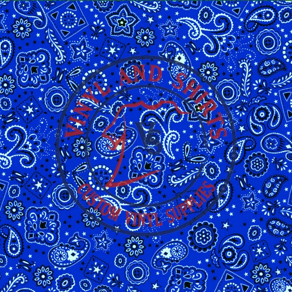 Royal Blue Bandana Pattern Bandana Patterned Vinyl/ Printed Etsy