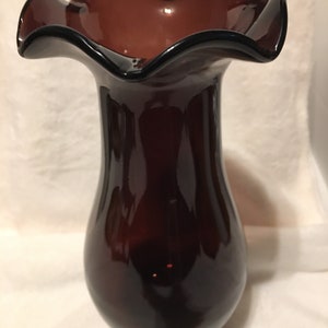 Vintage Purple Blown Glass Vase on Clear Glass Base