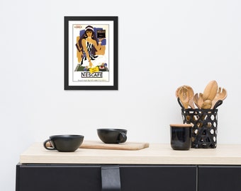Nescafe - 1964 Greek Coffee Frappe Vintage Ad Promo Reproduction Framed matte paper poster