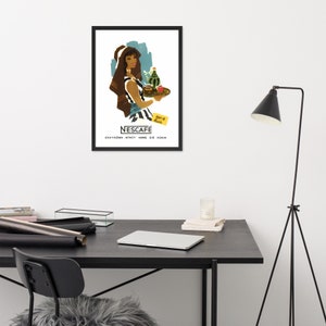 Nescafe Vintage Ad Reproduction- 1964 Greek Coffee Frappe Promo Framed matte paper poster