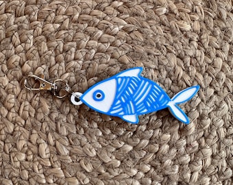3D Printed Greek Tsipoura Fish Keychain: Coastal Decor