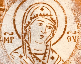 Virgin Mary - Panagia - Theotokos -  Byzantine Koliva Stencil: Orthodox Christian Memorial Sweet Design (3D Printed)