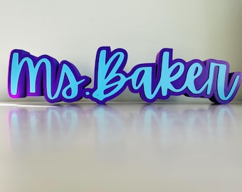 Personalized 3D Printed Name Plate – Custom Multicolor Desk Name Sign for Office, Kids Room, or Gifts, Teacher Nameplate, Desk Name Sign,