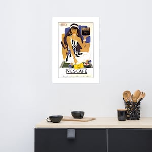 Nescafe - 1964 Greek Coffee Frappe Vintage Ad Promo Reproduction Framed matte paper posterPoster