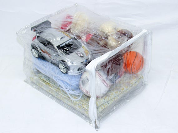 Heavy Duty Vinyl Zippered Closet Square Storage Bags clear 