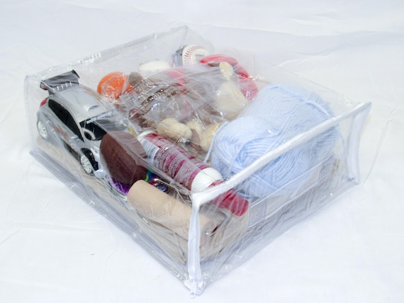 Heavy Duty Vinyl Zippered Closet Square Storage Bags Clear Etsy