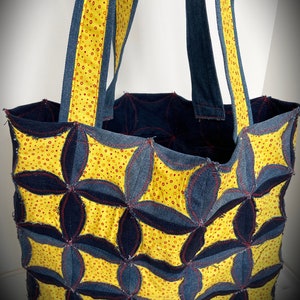 Star Patterned Denim Tote - Etsy