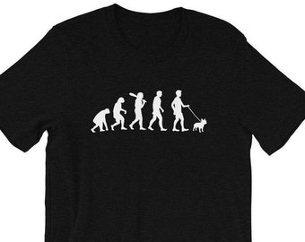 Funny Human French Bulldog Evolution Graphic Short-Sleeve Unisex T-Shirt Dog Love