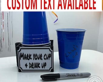 Customizable Party Cup Holder with Marker: Personalized Cup Caddy