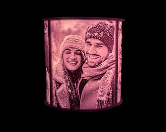 Custom Lithophane Photo Lamp: Personalized Memorial Lantern, up to 6 Photos